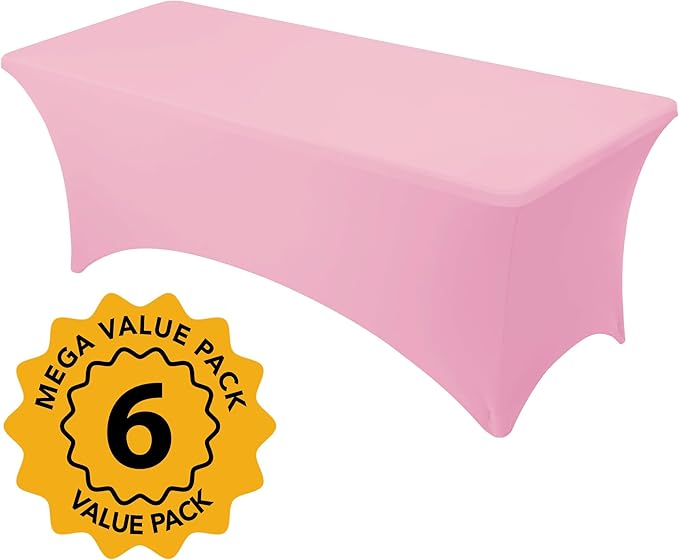 6-Pack Premium Pink Spandex Tablecloths - Image 2