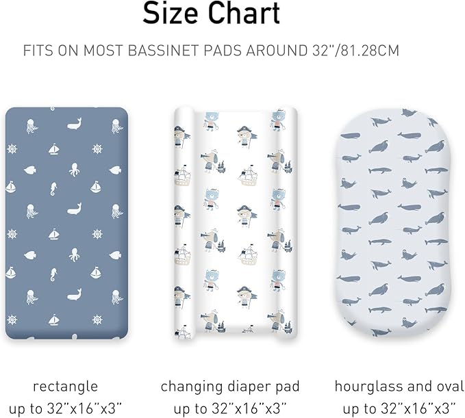 Baby Bassinet Sheets Girl Boy, Stretch Fitted Bassinet Sheet Set 3 Pack - Image 3