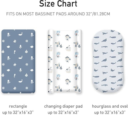 Baby Bassinet Sheets Girl Boy, Stretch Fitted Bassinet Sheet Set 3 Pack - Image 3