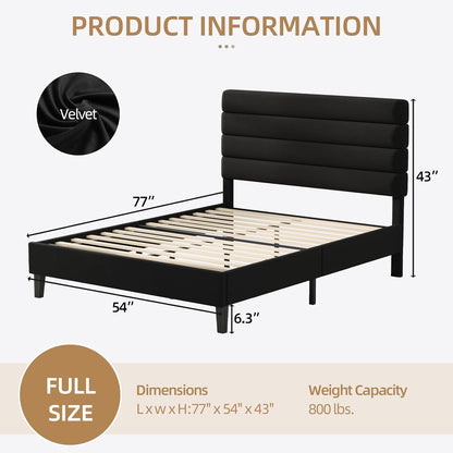 immerstable full bed frame with velvet upholstered headboard shown in use