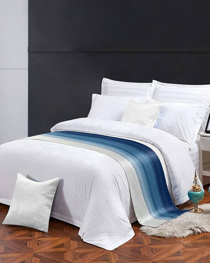 Abstract Navy Blue Ombre Stripe Art Bed Runners - Image 4