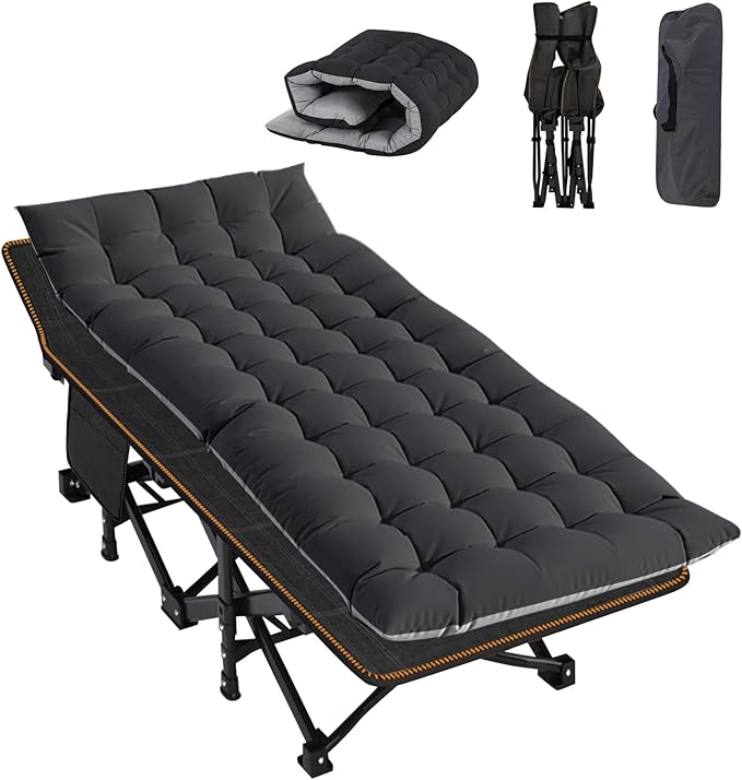 ABORON Camping Cot for Adult 28" Extra Wide, Heavy-Duty 1200D Oxford Cot for by ABORON