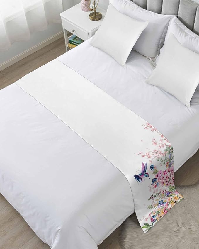 Blossom Floral Hummingbird Bed Runners by ZFUNCING