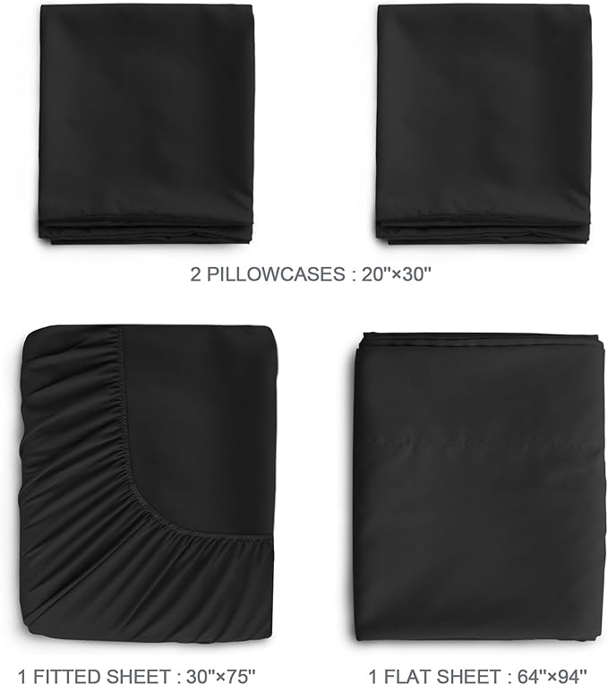 SPRINGSPIRIT Cot Sheets 30" x 75" x 9", 4 Piece Cot Sheet Set, Cot Size Fitted - Image 3