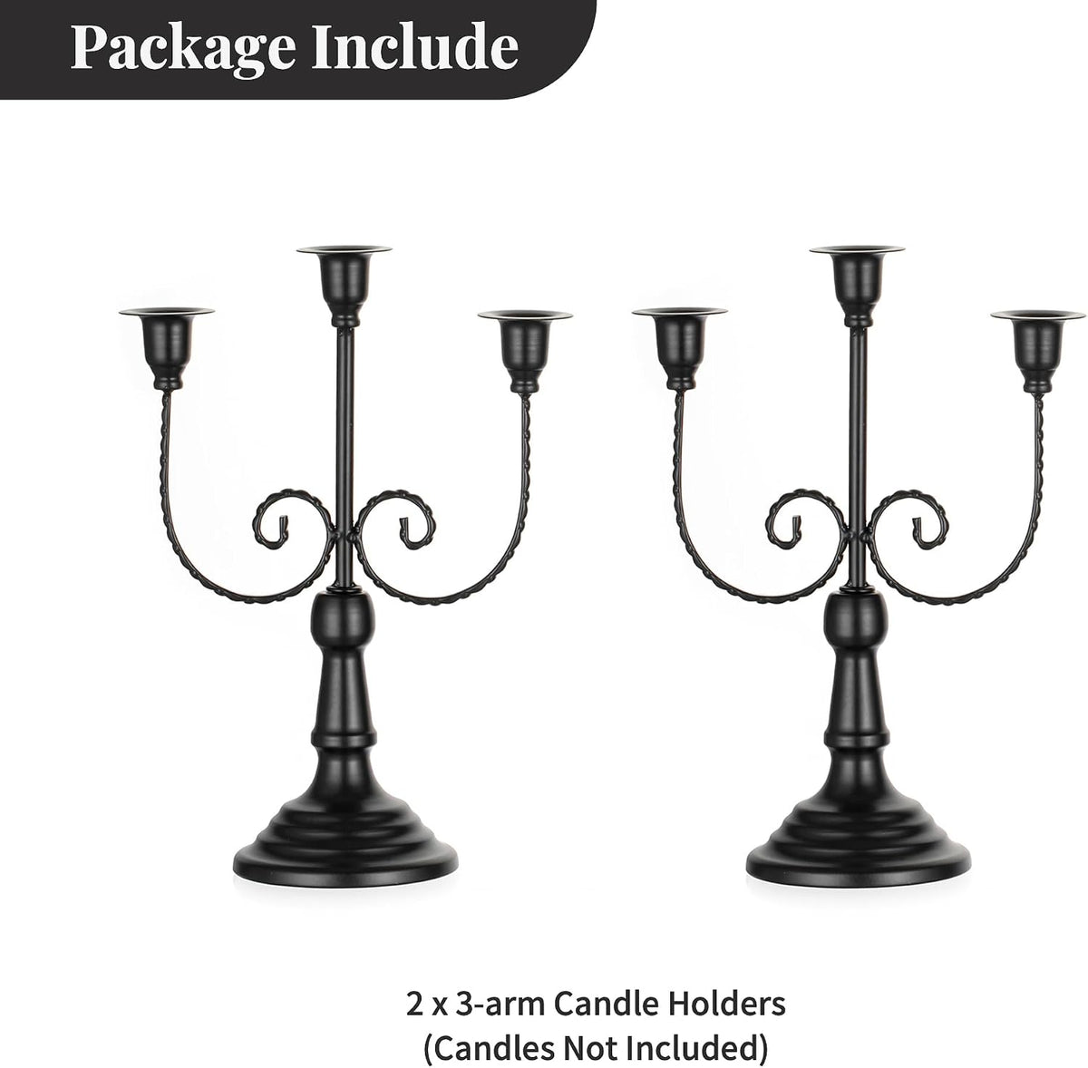 NUPTIO Taper Candle Holders for Candlestick: Black Candelabra for Halloween