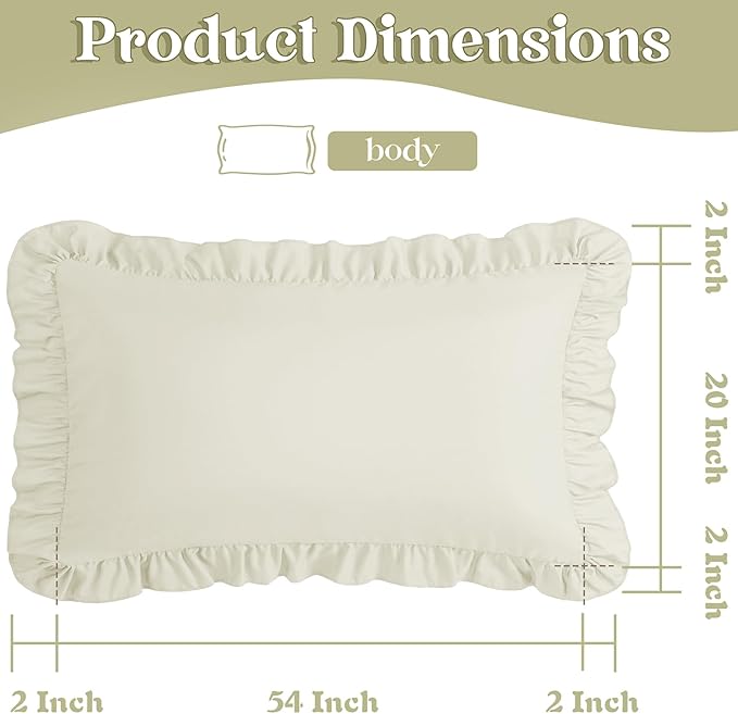 KKJIAF Ruffle Body Pillow Cases Set of 1, Ruffled Pillow Covers - Image 3