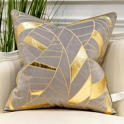 Avigers 18 x 18 Inches Grey Gold Striped Cushion Case Luxury European Throw by Avigers