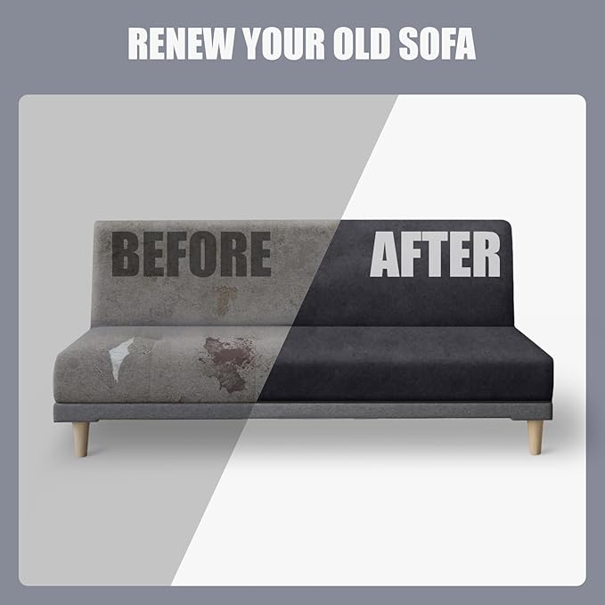 molasofa Leather Like Stretch Futon Slipcover Armless Futon Bed Sofa Cover - Image 6