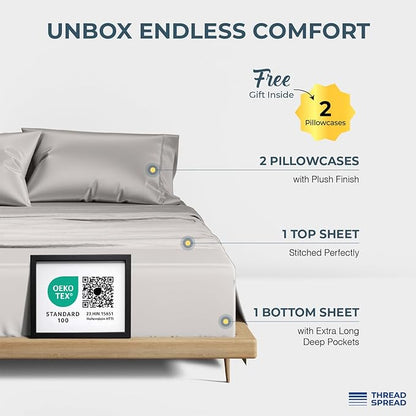 THREAD SPREAD 100% Egyptian Cotton Sheets King Size Bed Set - Image 3