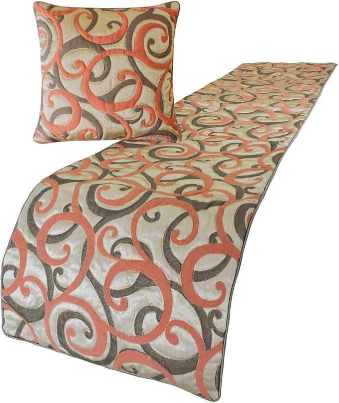 The HomeCentric King/Queen/Twin Orange Designer King 90"x18" Bed Runner - Image 2