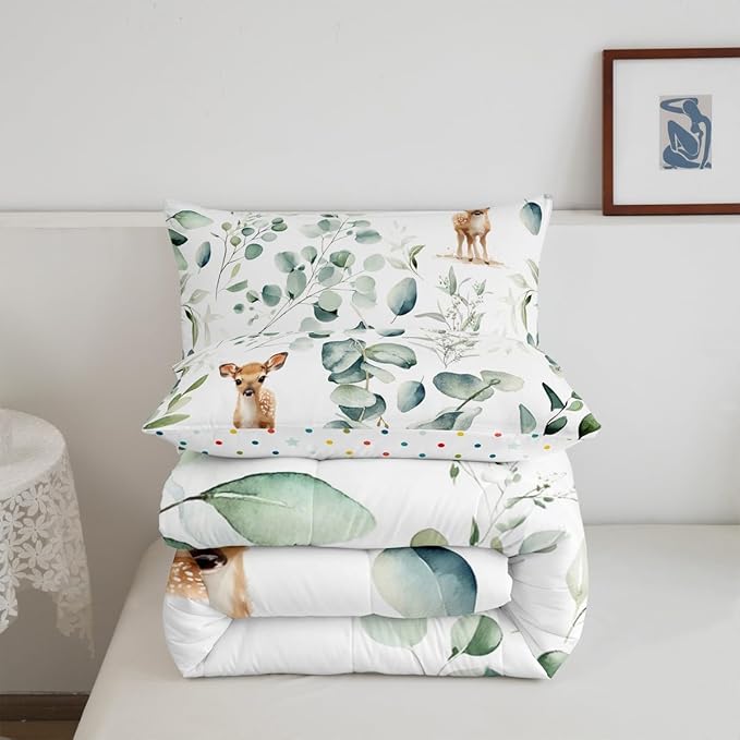 Erosebridal Cartoon Deer King Bedding Sets Toddler Woodland Wildlife Comforter - Image 6