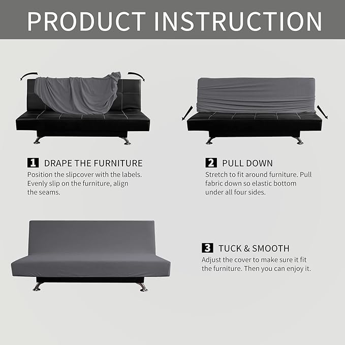 Easy-Going Stretch Futon Slipcover Armless Futon Bed Cover Furniture Protector - Image 6