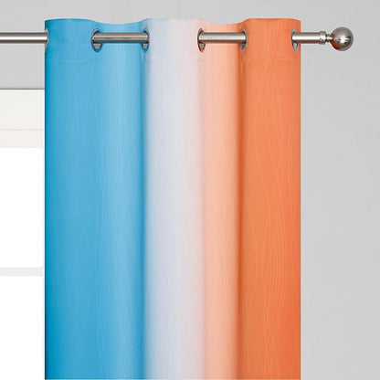 Thermal Insulated Blue and Orange Curtains - Image 4