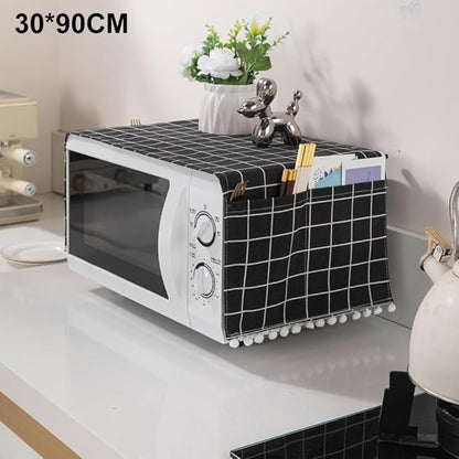Microwave Oven Cover Dust Oil Proof Cotton Linen Waterproof Fabric Cloth - Image 2