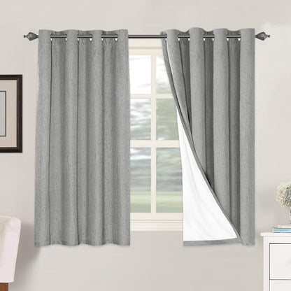 H.VERSAILTEX Linen Blackout Curtains 54 Inches Long 100% Blackout Thermal by HVERSAILTEX