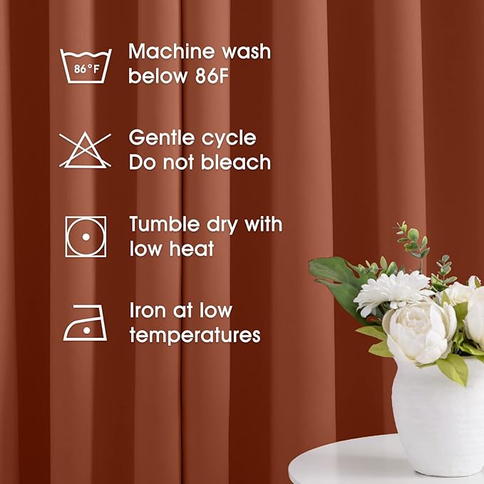 HOMEIDEAS Burnt Orange Blackout Curtains 52 X 84 inches Long 2 Panels Room - Image 5