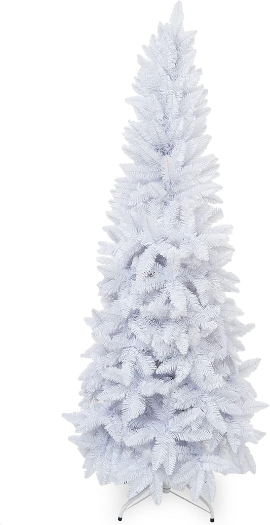 7ft Artificial Pencil Slim White Christmas Tree Halloween Xmas Tree