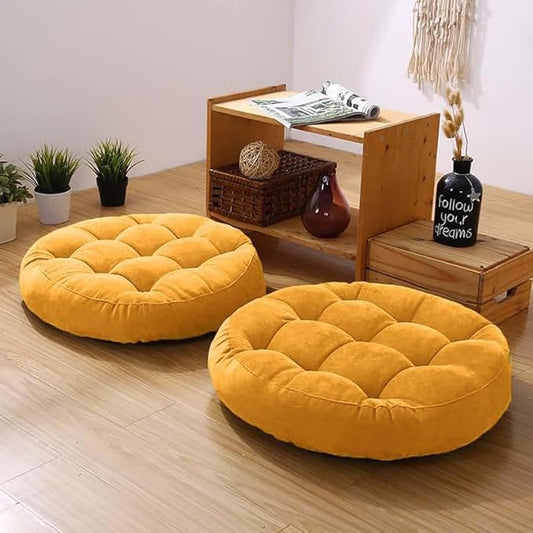 Meditation Floor Pillow Set of 2 Large Round Floor Cushions by Gfobip