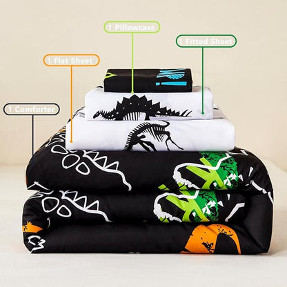 PERFEMET Twin Kids Bedding Sets 4-Piece Cartoon Dinosaur Boys Comforter - Image 7