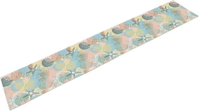 Nautical Starfish Kitchen Table Runner Colorful Coral Pink Blue Yellow Table - Image 2