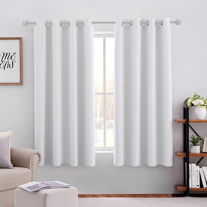 HOMEIDEAS Greyish White Blackout Curtains 52 X 63 Inch Bedroom Curtains Set of by HOMEIDEAS