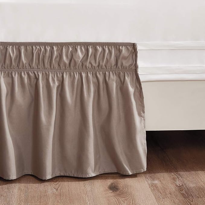 MEILA Wrap Around Bed Skirt Three Fabric Sides Elastic Dust Ruffled 14 Inch - Image 4