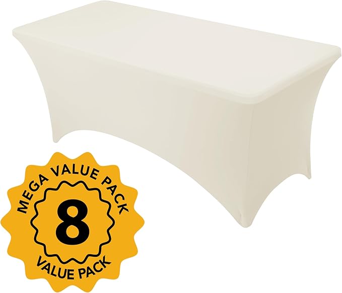 8-Pack Premium Cream Spandex Tablecloths - Image 2
