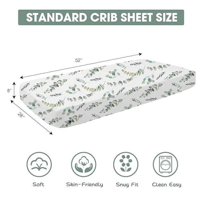 Bimocosy Crib Sheets 4 Pack, Baby Crib Sheets Fitted - Image 2