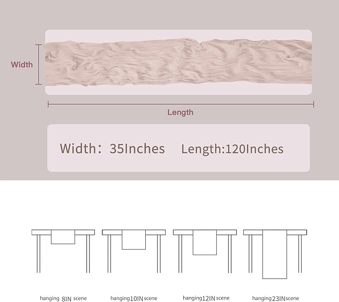 BALCONY & FALCON Pink Cheesecloth Table Runner 10FT 120 Inch Rustic & Boho - Image 3