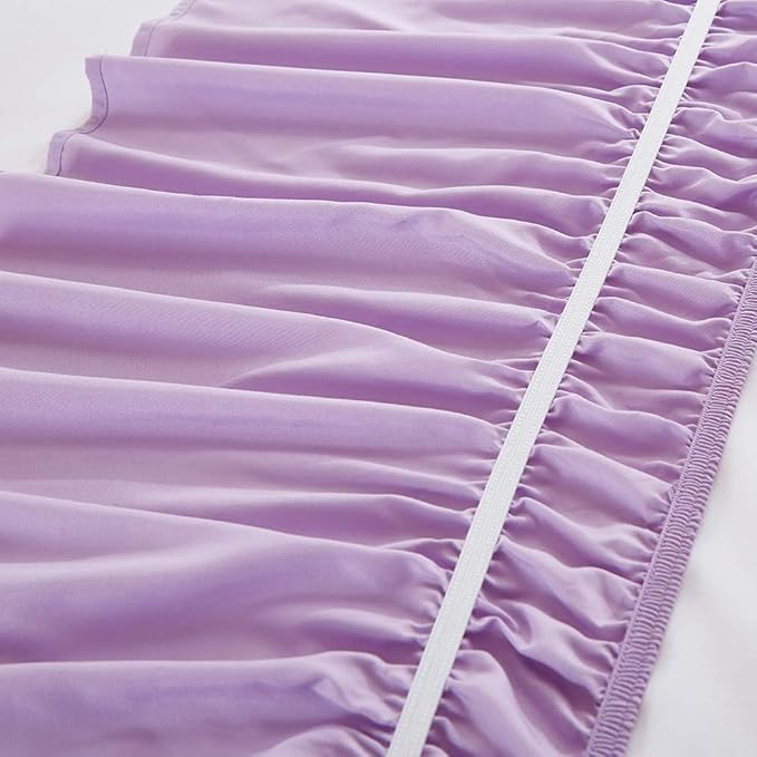 MEILA Wrap Around Bed Skirt Three Fabric Sides Elastic Dust Ruffled 14 Inch - Image 6