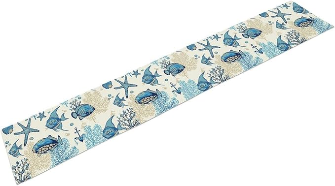 Coral Ocean Fish Table Runner for Kitchen Bedroom Living Room Underwater World - Image 2