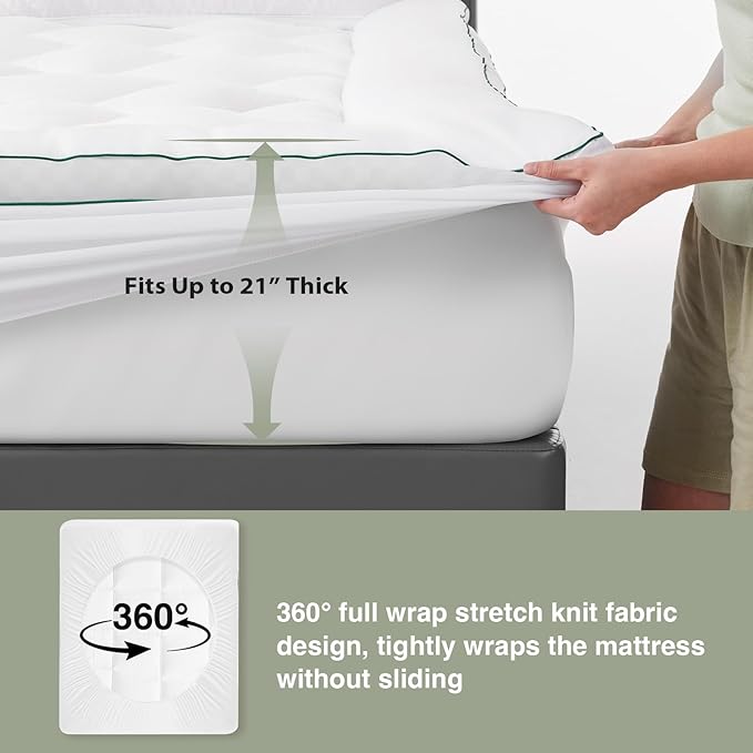 Novilla Twin XL Mattress Topper, Extra Thick Pillow Top Mattress Pad - Image 3
