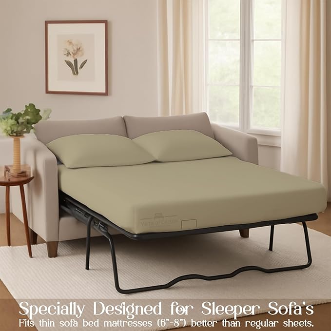 Sleeper Sofa 4 Piece Bed Sheet Set Premium Quality 100% Cotton 500 Thread Count - Image 3