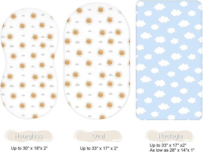 Bassinet Sheets for Baby Girls Boys 2 Pack, Fitted Baby Mattress Sheet for - Image 2