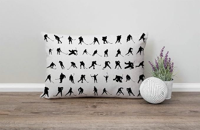 Solekla Silhouettes Hockey Players Pillow Cover Farmhouse Sport ice Skating Man - Image 4