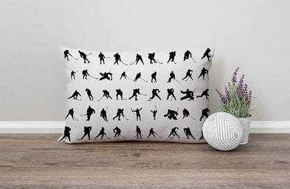 Solekla Silhouettes Hockey Players Pillow Cover Farmhouse Sport ice Skating Man - Image 4