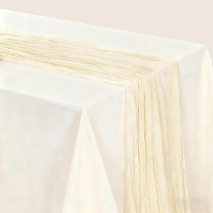 BALCONY & FALCON Beige Cheesecloth Table Runner 10FT 120 Inch Rustic & Boho - Image 5