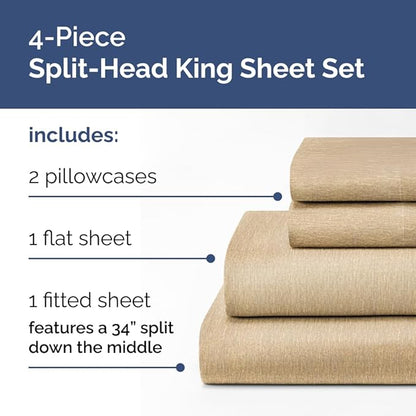 Split Head King Sheet Set – 4 Piece Flex Split Top King Sheets - Image 3