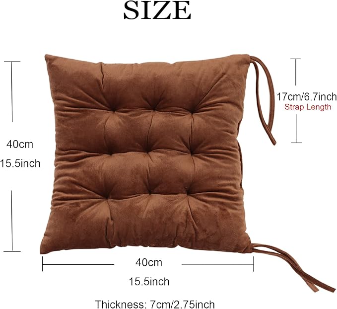 Set of 4 Square Chair Pads Indoor Seat Cushions Pillows - Image 2
