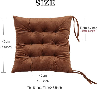 Set of 4 Square Chair Pads Indoor Seat Cushions Pillows - Image 2