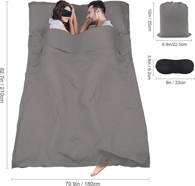 Sleeping Bag Liner, Travel Sheet & Adult Sleep Sack, Camping Sheets Travel - Image 2