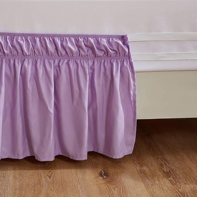 MEILA Wrap Around Bed Skirt Three Fabric Sides Elastic Dust Ruffled 14 Inch - Image 3