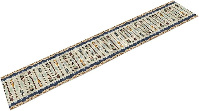 Lake Summer Paddle Nautical Table Runner Stripes Wood Grain Farmhouse Kitchen - Image 7
