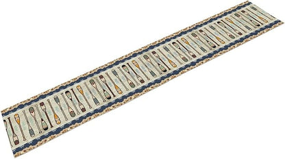 Lake Summer Paddle Nautical Table Runner Stripes Wood Grain Farmhouse Kitchen - Image 7