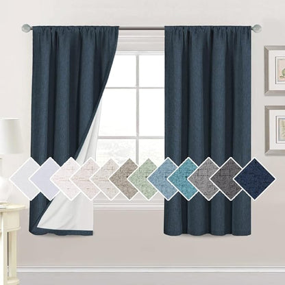 H.VERSAILTEX Linen Look 100% Blackout Curtains 63 Inches Long by HVERSAILTEX