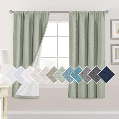H.VERSAILTEX Linen Look 100% Blackout Curtains 63 Inches Long by HVERSAILTEX