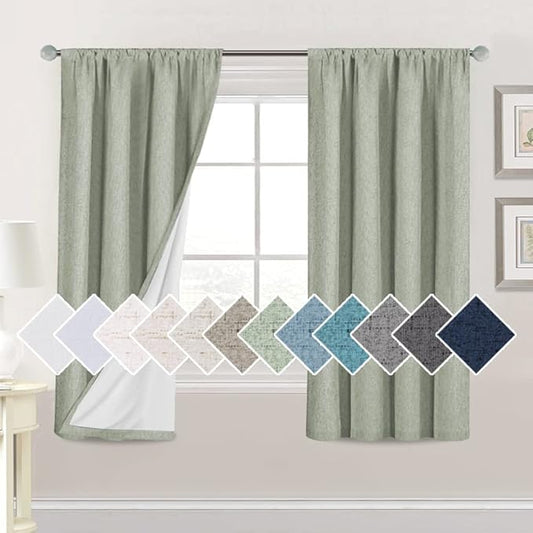 H.VERSAILTEX Linen Look 100% Blackout Curtains 63 Inches Long by HVERSAILTEX