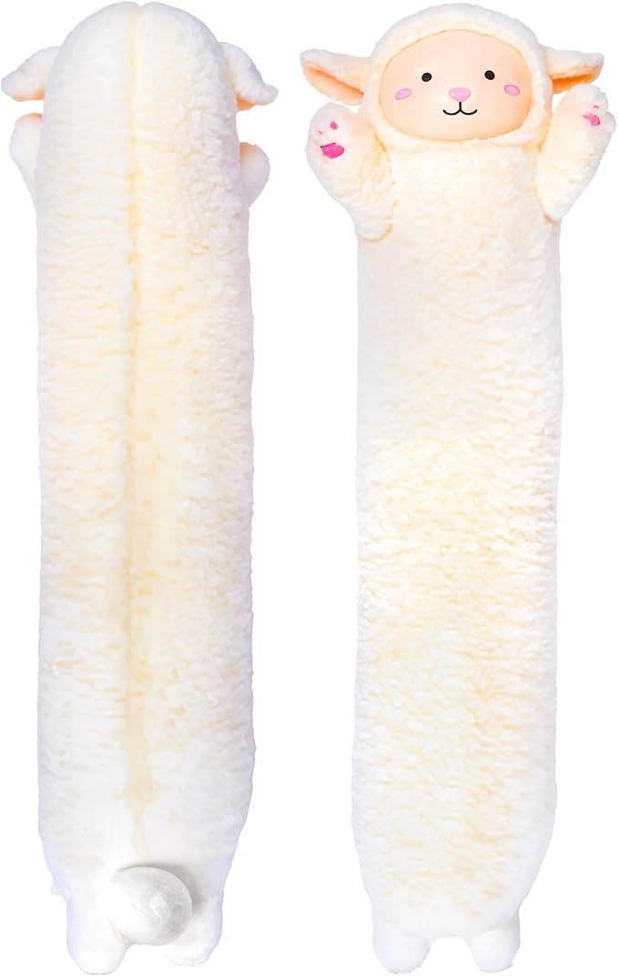 Lamb Plush Body Pillow for Kids | Long Stuffed Animal Cuddle Pillow | Soft by CuddlePaws