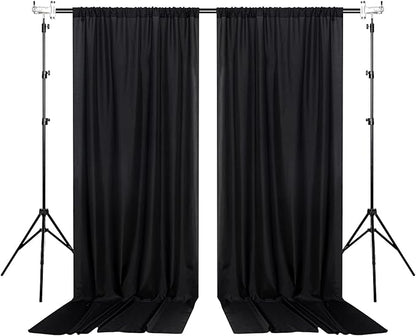 Black Backdrop Curtain for Party, Halloween Backdrop Rod Pocket Photo Drapes Panels Fabric Curtain Backdrop Black Birthday Party Decor for Boys Teens Men,5ft x 7ft, 2 Panels