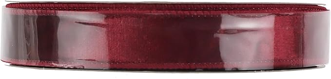 MEEDEE Burgundy Velvet 1 Inch Maroon Wired Ribbon 25 Yards Crushed Velvet - Image 9